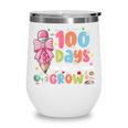 100th Day Of School Teacher Women Floral Books Wine Tumbler