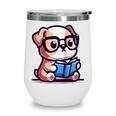 Adorable Book Lover Bulldog With Reading Glasses Cute Raglan Baseball Tee Wine Tumbler