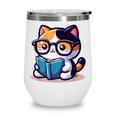 Adorable Book Lover Calico Cat With Reading Glasses Cute For Men Women Kids Wine Tumbler Adorable Book Lover Calico Cat With Reading Glasses Cute For Men Women Kids Wine Tumbler