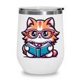 Adorable Book Lover Maine Coon Cat With Reading Glasses Cute Wine Tumbler Adorable Book Lover Maine Coon Cat With Reading Glasses Cute Wine Tumbler