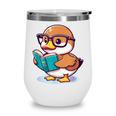 Adorable Book Lover Mallard Duck With Reading Glasses Cute Wine Tumbler