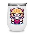 Adorable Book Lover Persian Cat With Reading Glasses Cute Wine Tumbler