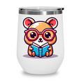 Adorable Book Lover Quokka With Reading Glasses Cute Wine Tumbler