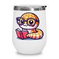 Adorable Book Lover Rattlesnake With Reading Glasses Cute Wine Tumbler