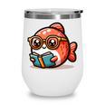 Adorable Book Lover Salmon With Reading Glasses Cute Wine Tumbler Adorable Book Lover Salmon With Reading Glasses Cute Wine Tumbler