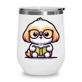 Adorable Book Lover Shih Tzu With Reading Glasses Cute Wine Tumbler
