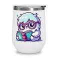 Adorable Book Lover Yeti With Reading Glasses Cute Wine Tumbler