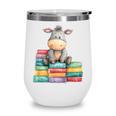 Adorable Donkey With Heart Sitting On Colorful Book Stack Wine Tumbler