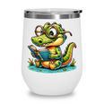 Alligator Reading a Book Animal Wine Tumbler