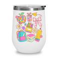 Apple Disco Pencil Books Bow Teacher Student Back To School Wine Tumbler