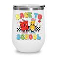 Back To School Checkered Book Pencil Groovy Teacher Student Wine Tumbler Back To School Checkered Book Pencil Groovy Teacher Student Wine Tumbler