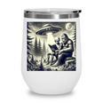 Bigfoot With Alien Reading A Book Bigfoot And UFO Wine Tumbler