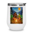 Bigfoot And Alien Reading Books Campfire Halloween Wine Tumbler