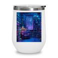 Book Library Bookshelf Armchair Window Pattern Print Wine Tumbler