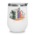 Books And Coffee Book Lover Bookish Green Book Theme Reading Wine Tumbler