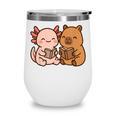 Capybara Axolotl Kawaii Kids Anime Book Lover Reading Wine Tumbler