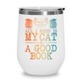 Cat & Book Art For Men Women Cat Librarian Novel Book Lover Wine Tumbler