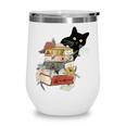 Cat And Books Flowers Reading Club Cat Lover Bookworm Wine Tumbler