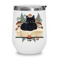 Cat On Open Book Mushrooms Ferns Dark Academia Wine Tumbler