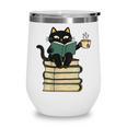 Cat Reading Book Wine Tumbler