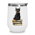 Cat Sitting On Books Wine Tumbler