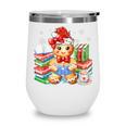 Christmas Gingerbread Man Reading Book Snowflake Teacher Wine Tumbler