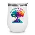 Color Our World Summer Reading 2025 Tree Book Lover Camping Wine Tumbler