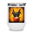Colorful Sketch Oil Painting Of A Bat Reading Book Wine Tumbler