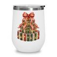 Coquette Christmas Book Tree Xmas Lights Librarian Teacher Wine Tumbler Coquette Christmas Book Tree Xmas Lights Librarian Teacher Wine Tumbler