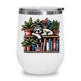 Cosy Sloth In Bookshelf With Plants Wine Tumbler