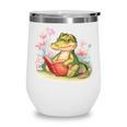 Crocodile Reading Book Watercolor Flowers Kids Wine Tumbler Crocodile Reading Book Watercolor Flowers Kids Wine Tumbler