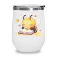 Cute Bee Reading Book Teacher Student Reader Graphic For Men Women Kids Wine Tumbler