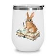 Cute Bunny Reading Book Glasses Bookworm Wine Tumbler