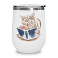Cute Cat Reading Books With Tea Wine Tumbler