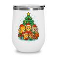 Cute Cats Reading Books Christmas Tree Wine Tumbler