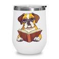 Cute Dog Boxer Reading Book Wine Tumbler