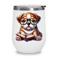 Cute Dog Puppy English Bulldog Reading Book Wine Tumbler Cute Dog Puppy English Bulldog Reading Book Wine Tumbler