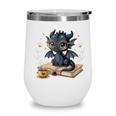 Cute Dragon Books Flower Bookworm Book Lover Wine Tumbler