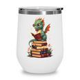 Cute Dragon Reading Book Bookworm Dragons And Books Wine Tumbler