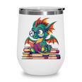Cute Dragon Reading a Book Bookworm For Men Women Kid Wine Tumbler