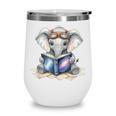 Cute Elephant Reading Universe Book Wine Tumbler