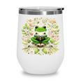 Cute Floral Frog Book Reading Wine Tumbler