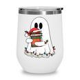 Cute Ghost Holding Books Bookish Christmas Wine Tumbler