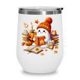 Cute Ghost Reading Book Lovers Halloween Pumpkin Women Girls Wine Tumbler Cute Ghost Reading Book Lovers Halloween Pumpkin Women Girls Wine Tumbler