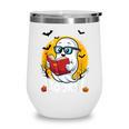 Cute Ghost Reading Book Retro Halloween Librarian Wine Tumbler Cute Ghost Reading Book Retro Halloween Librarian Wine Tumbler