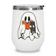 Cute Ghost Reading Book Spooky Season Halloween Costume Kids Wine Tumbler Cute Ghost Reading Book Spooky Season Halloween Costume Kids Wine Tumbler