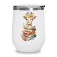 Cute Giraffe With Book Floral Bookworm Librarian Book Lover Wine Tumbler Cute Giraffe With Book Floral Bookworm Librarian Book Lover Wine Tumbler