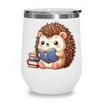 Cute Hedgehog Book Lover Readers Animal Reading Wine Tumbler