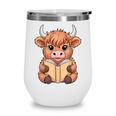 Cute Highland Cow Reading Book Wine Tumbler Cute Highland Cow Reading Book Wine Tumbler