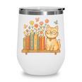 Cute Kawaii Cat Books Flowers Wine Tumbler